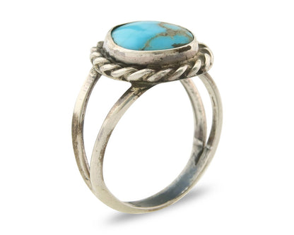 Navajo Ring 925 Sterling Natural Mined Arizona Turquoise C.80's Size 6.0