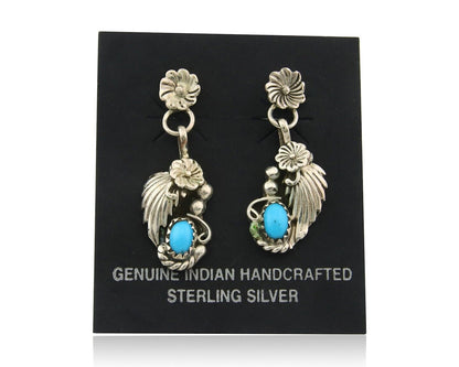 Navajo Earrings 925 Silver Natural Turquoise Native American Artist C.80's