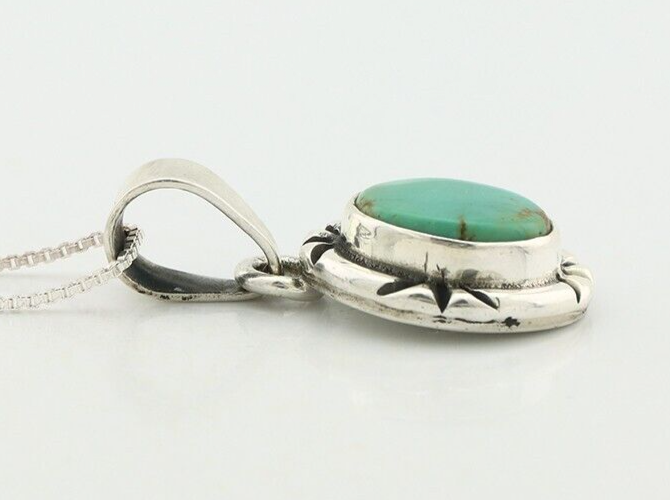 Navajo Necklace 925 Silver Arizona Turquoise Handmade Signed Gecko C.90's
