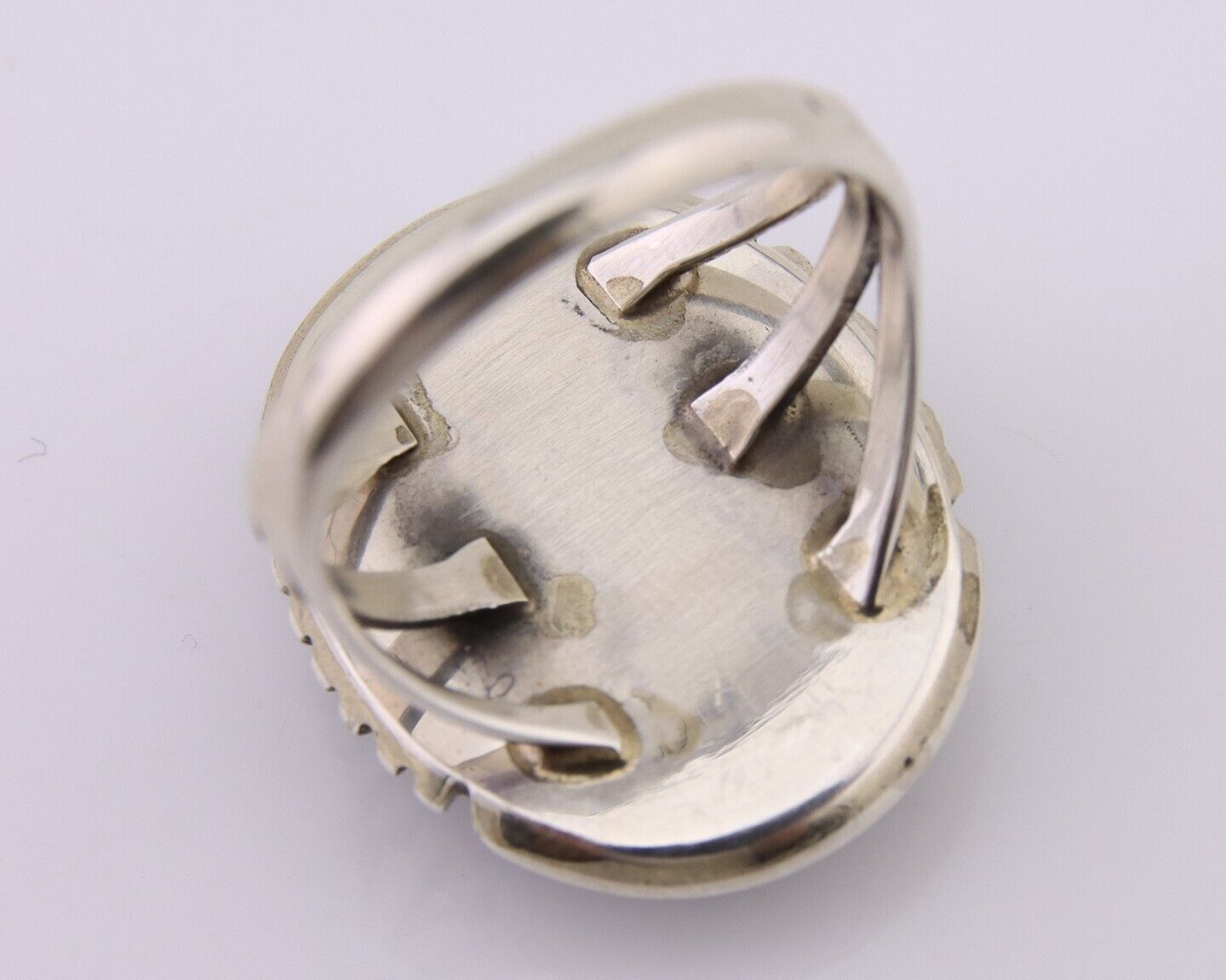 Navajo Ring 925 Silver Green Turquoise Signed William Denetdale C.80's