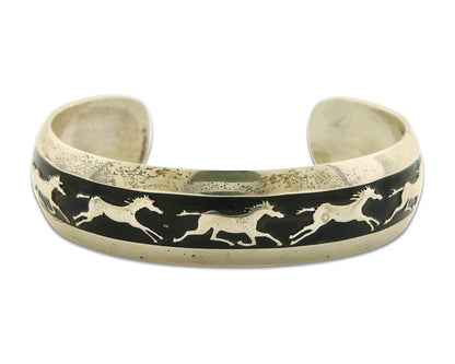 Navajo Bracelet 925 Silver Handmade Cuff Artist Signed B Webb C.80's