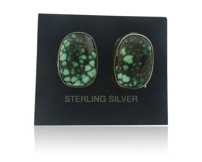 Navajo Earrings 925 Silver Spiderweb Natural Turquoise Signed D Lvingston C80s