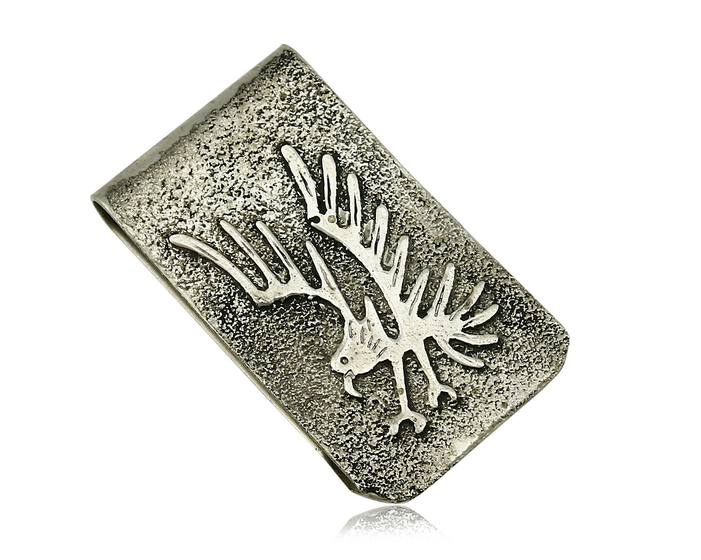 Navajo Money Clip .925 Silver & Nickle Hand Stamped Artist RB C.80's-90's