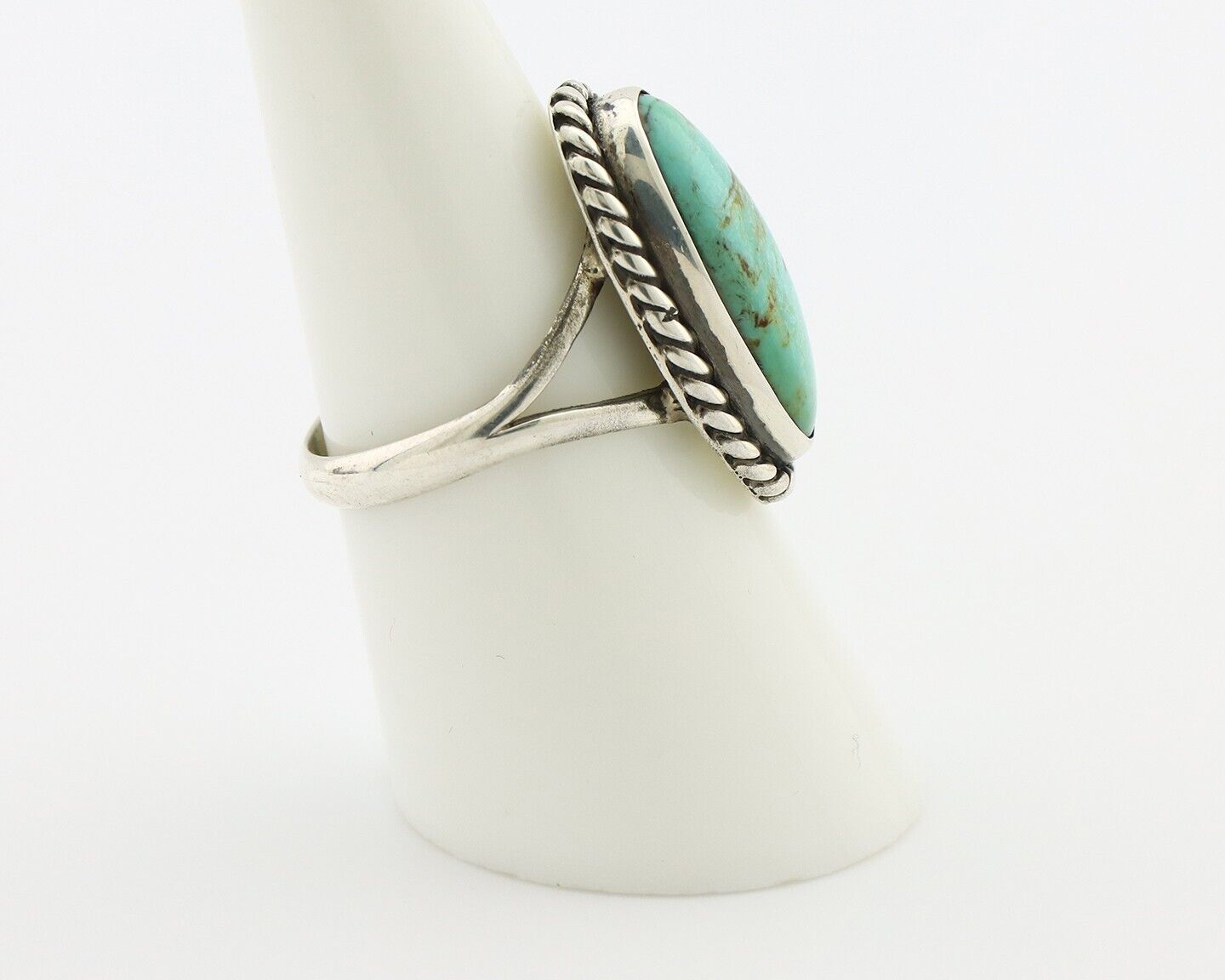 Navajo Ring 925 Silver Kingman Turquoise Artist Signed M Montoya C.80's
