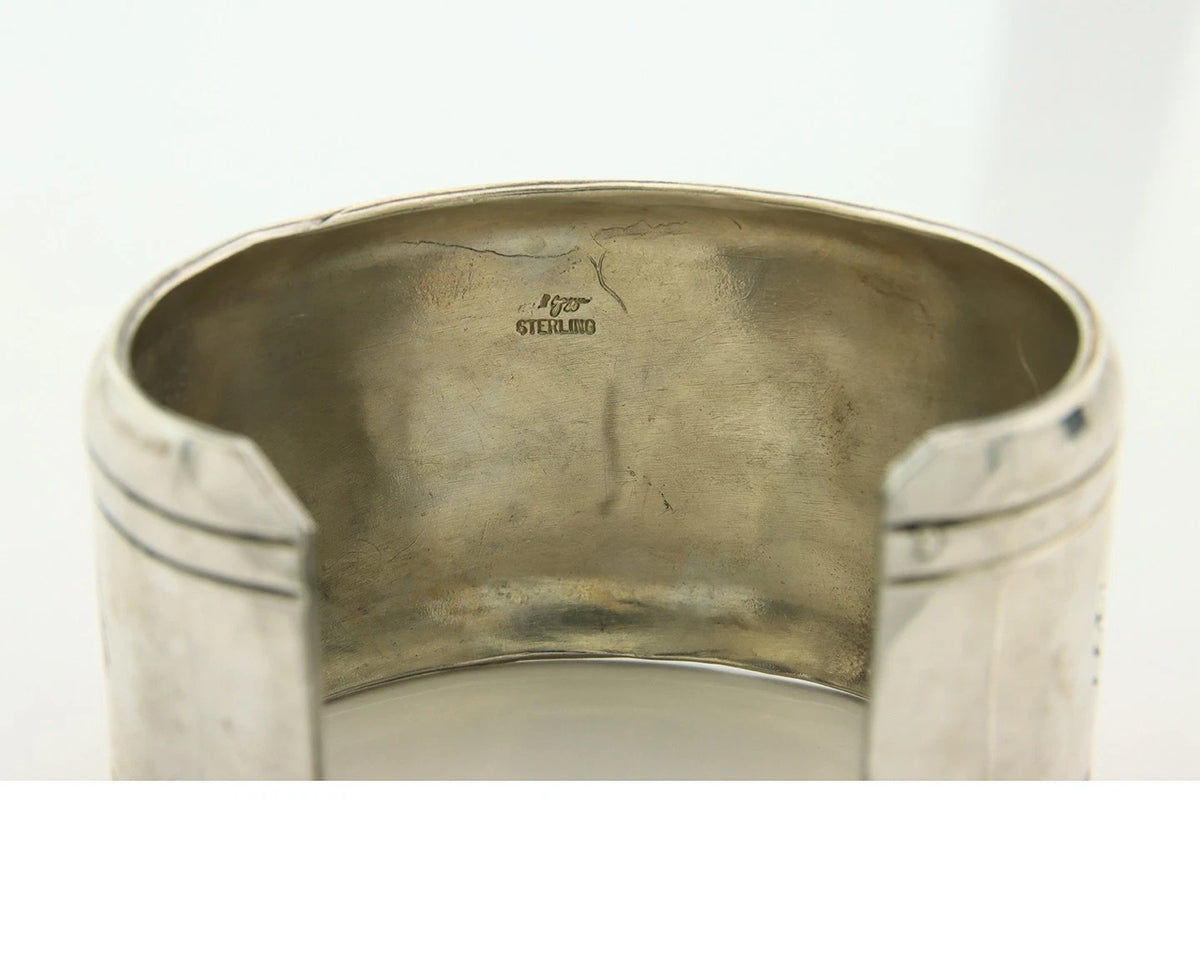 Navajo Cuff Bracelet 925 Sterling Silver Vintage Heavy Handmade Signed Yazzie