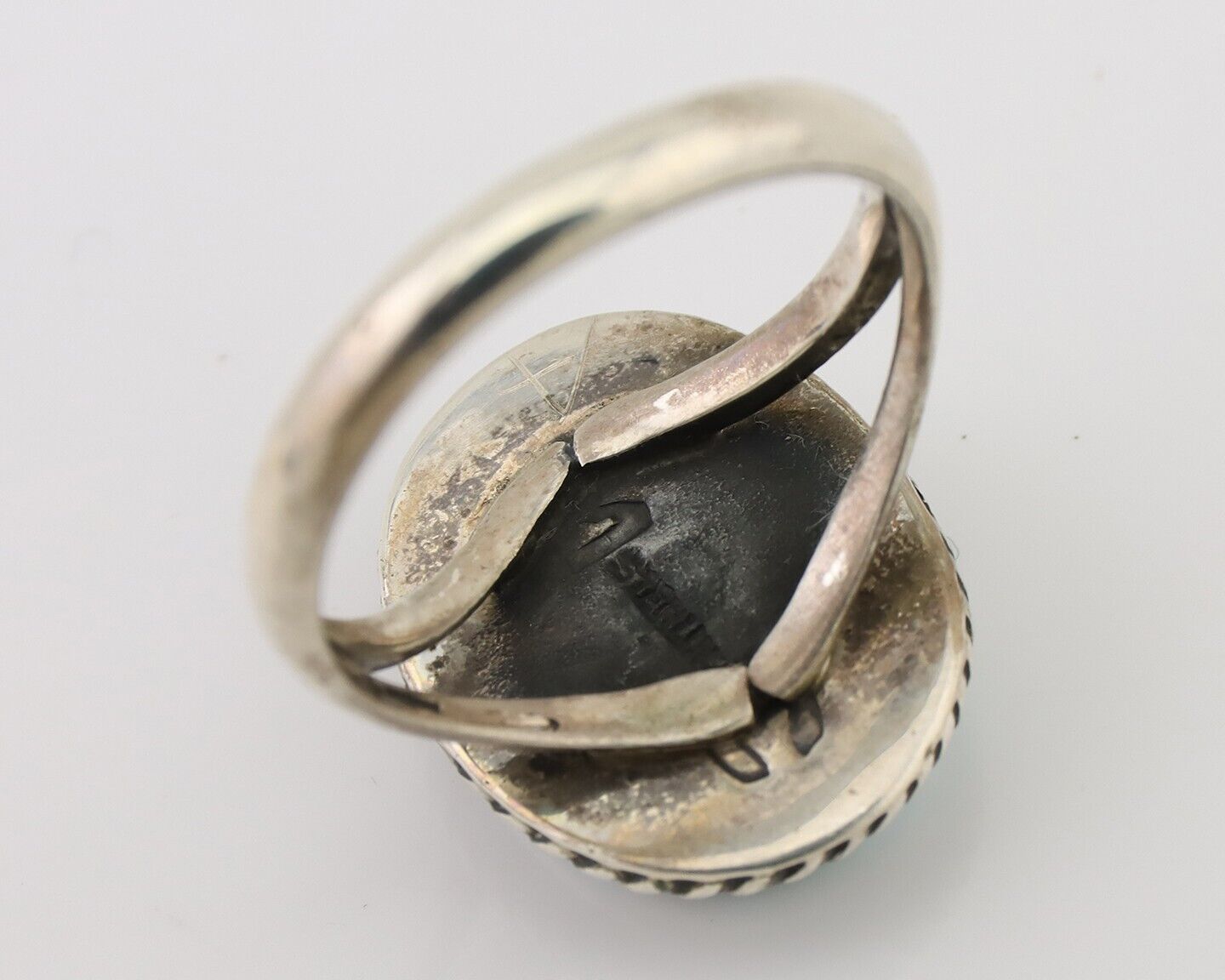 Navajo Handmade Ring 925 Silver Turquoise Artist Signed CM C.80's