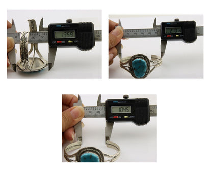 Navajo Morenci Turquoise Bracelet 925 Silver Artist Native American C.80's