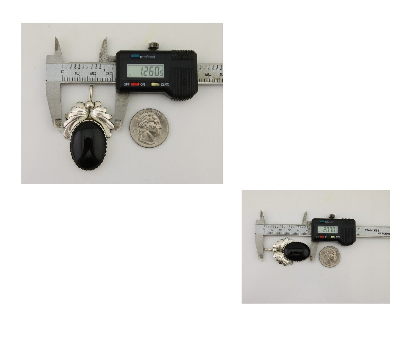 Navajo Pendant 925 Silver Onyx Native Artist Signed NS C.80's