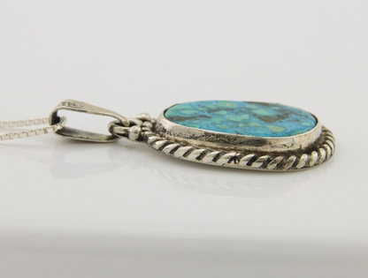 Navajo Necklace 925 Silver Natural Blue Turquoise Artist Signed M Montoya C.80's