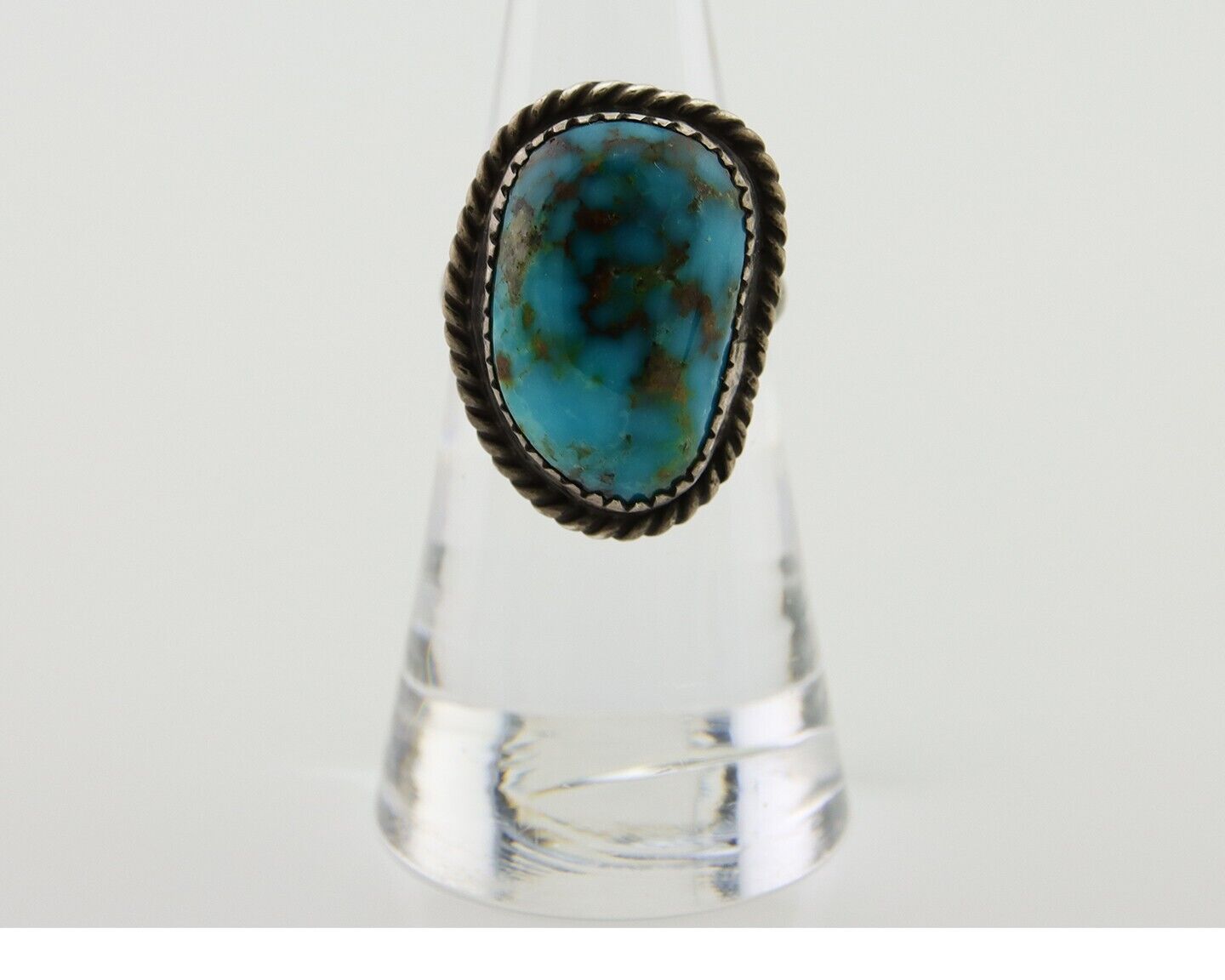 Navajo Ring 925 Silver Blue Turquoise Native American Artist C.80's