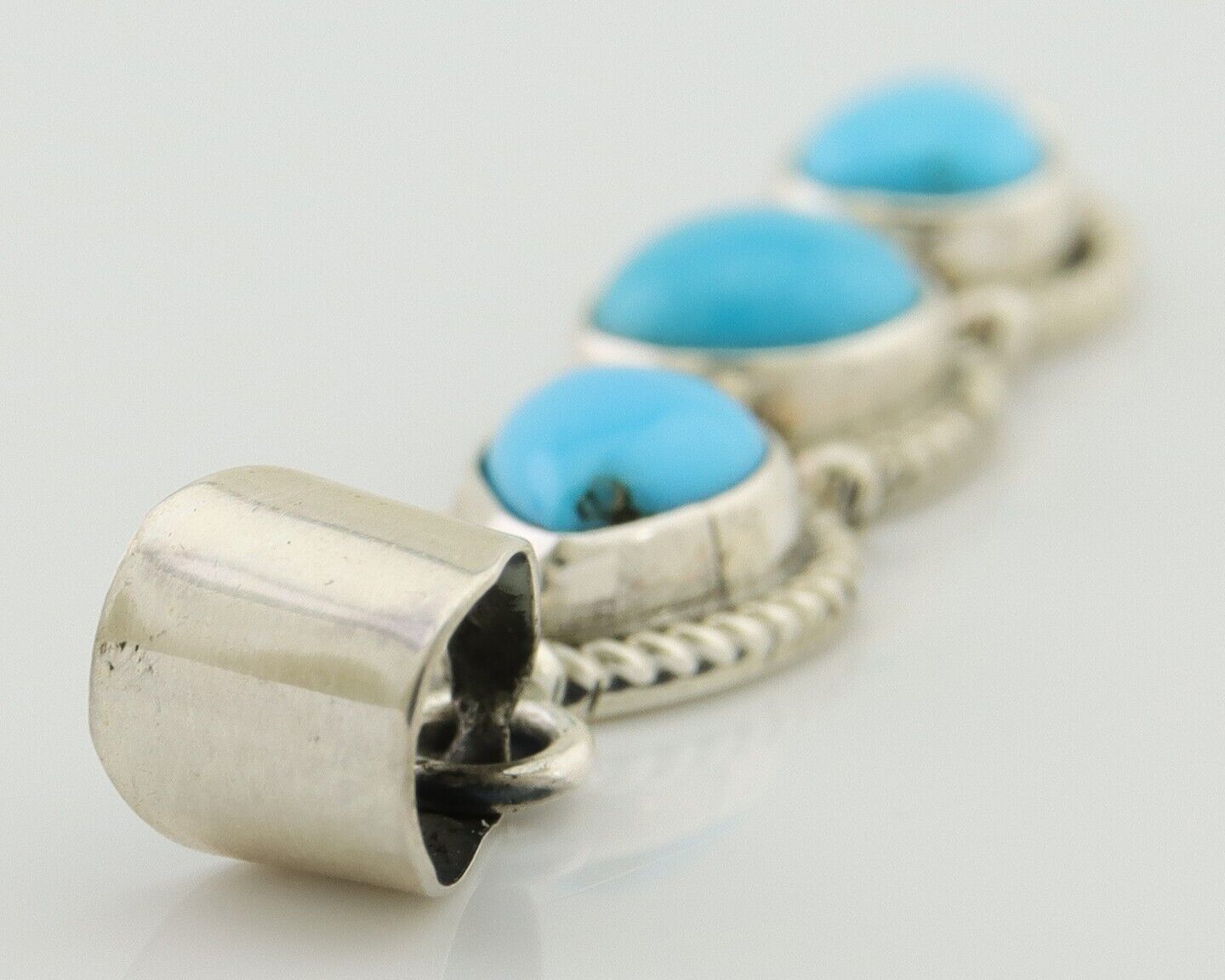 Navajo Necklace 925 Silver Natural Turquoise Artist Kathllen Chavez C.80's