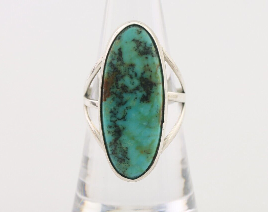 Navajo Ring 925 Silver Blue Gem Turquoise Native American Artist C.80's