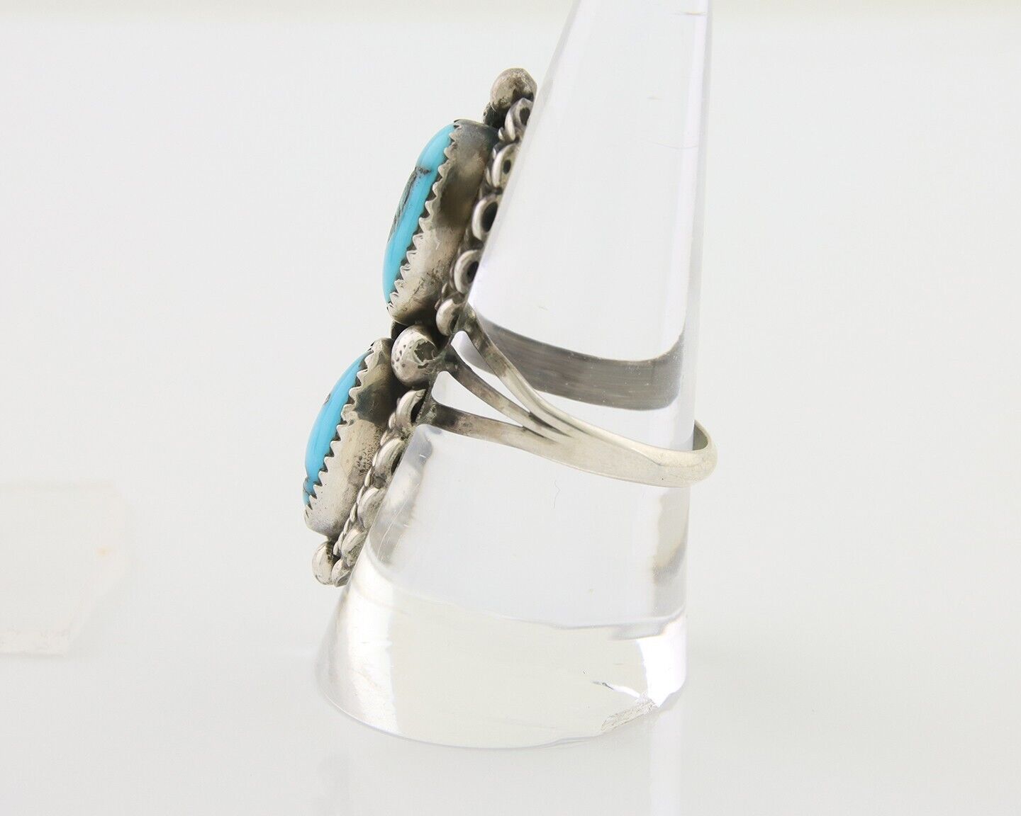 Navajo Ring 925 Silver Natural Blue Turquoise Native Artist Signed SC C.80's