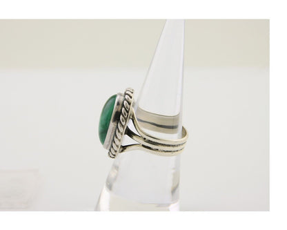Navajo Ring 925 Silver Natural Malachite Native American Artist C.80's