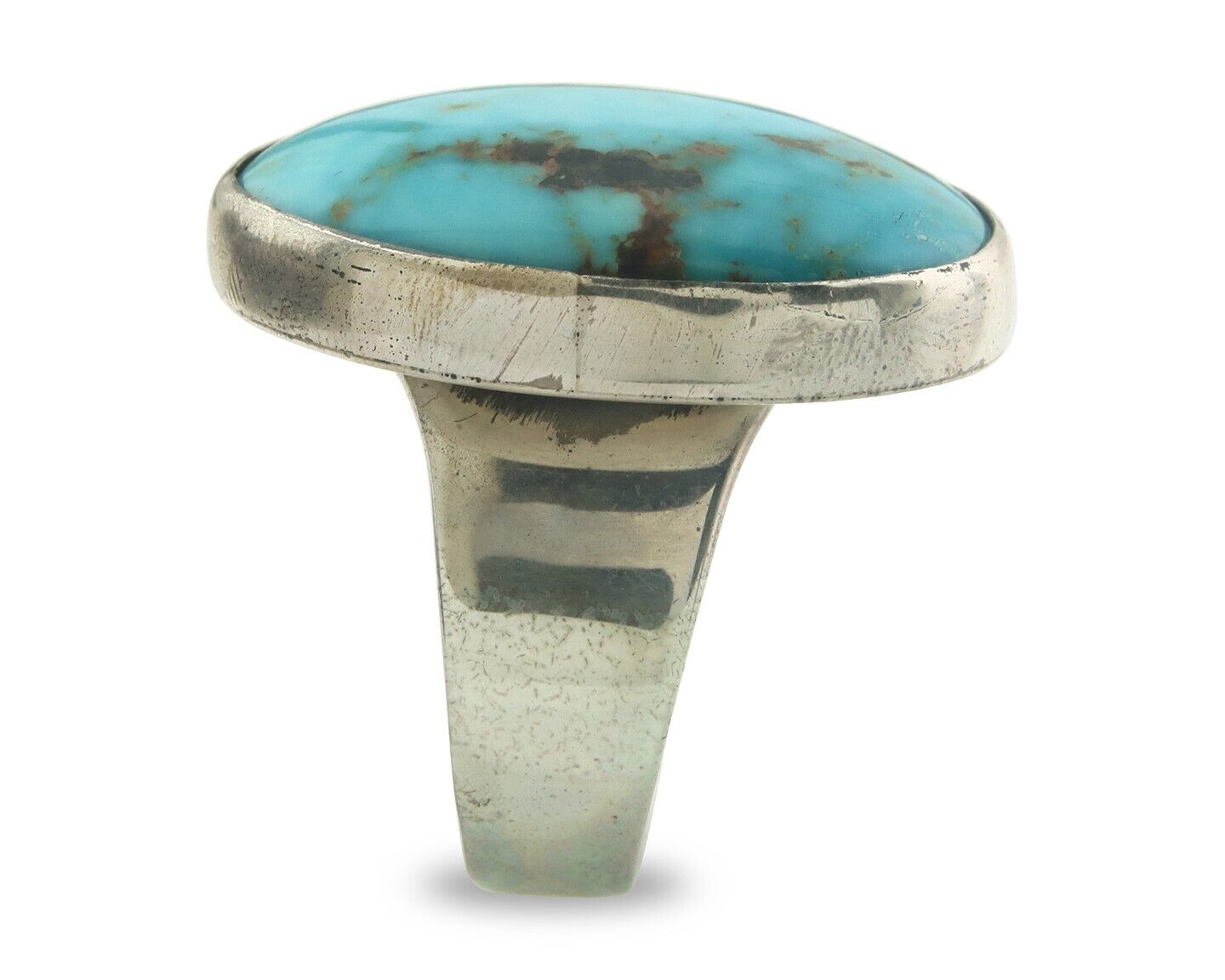 Navajo Ring 925 Sterling Turquoise Handmade Signed M Montoya C.80's Size 10.25