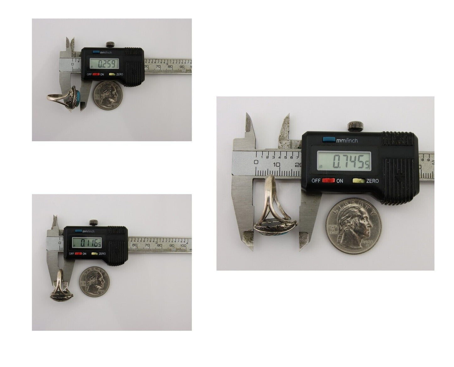 Men Navajo Ring 925 Silver Natural Slab Turquoise Signed Sunset C.80's