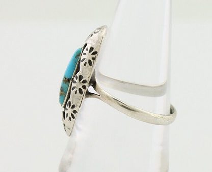 Navajo Ring 925 Silver Natural Blue Turquoise Native American Artist C.80's