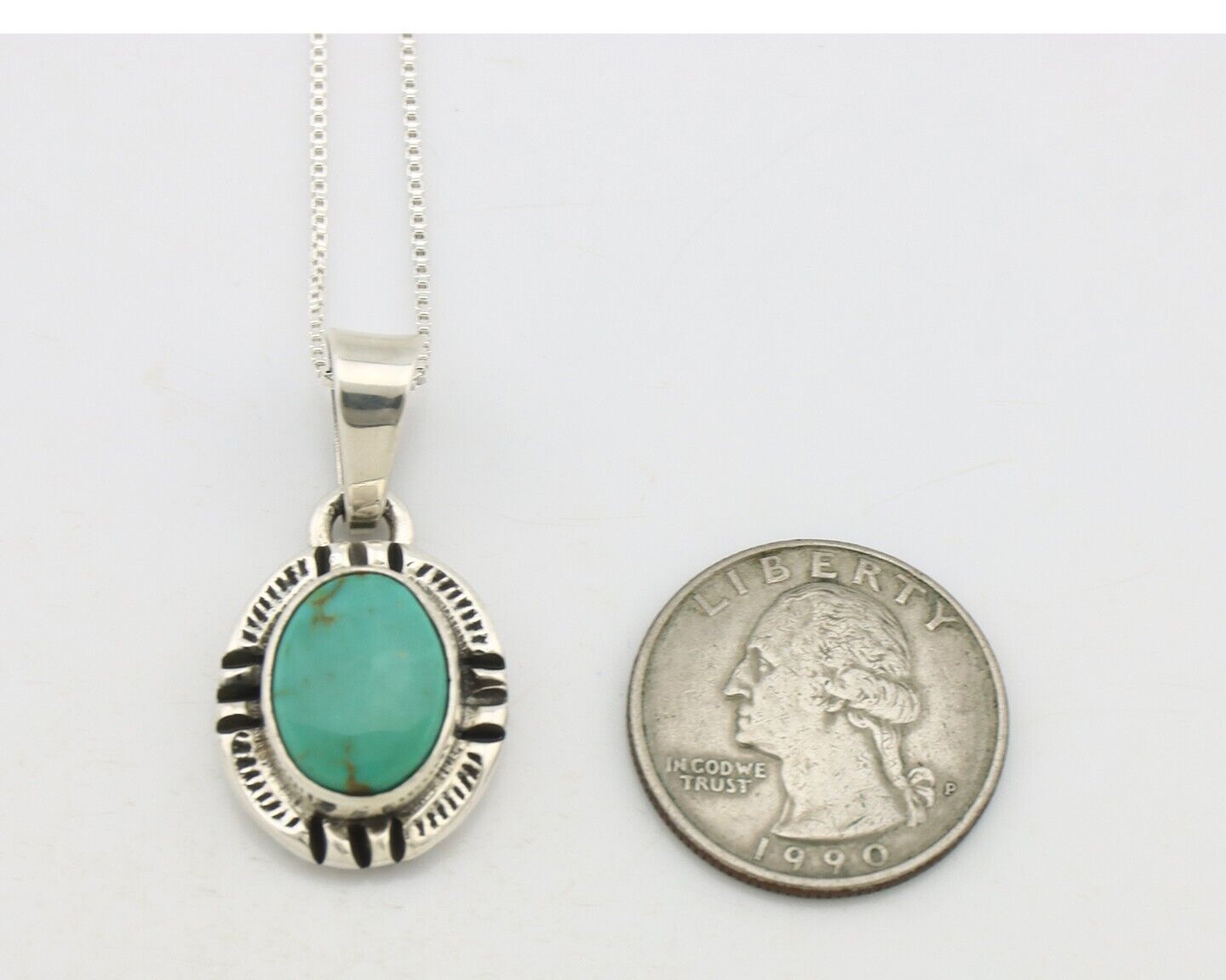 Navajo Necklace 925 Silver Arizona Turquoise Handmade Signed Gecko C.90's