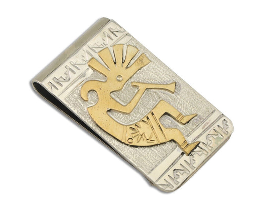 Navajo Money Clip .925 Silver Gold Plate & .999 Nickle Native Artist C.80's