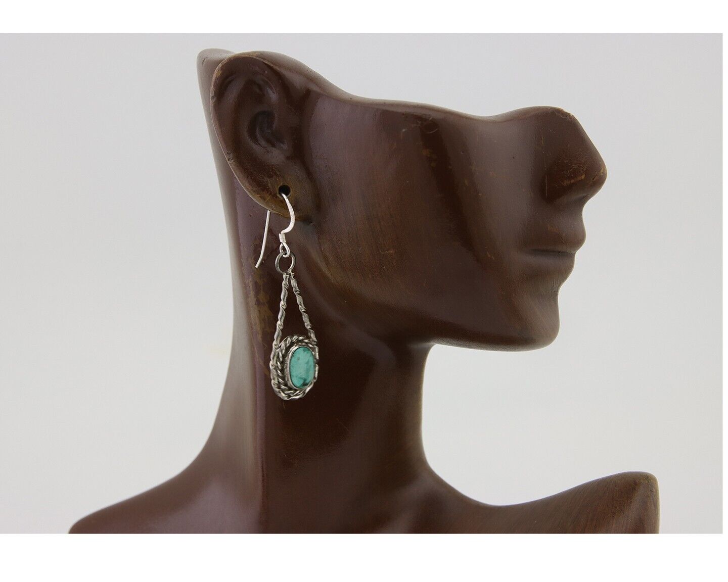 Navajo Dangle Earrings 925 Silver Natural Blue Turquoise Artist Signed M.S. C80s