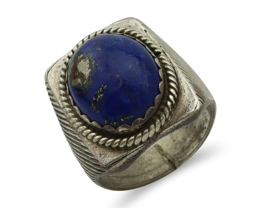 Navajo Ring 925 Silver Natural Blue Lapis Lazuli Native American Artist C.80's