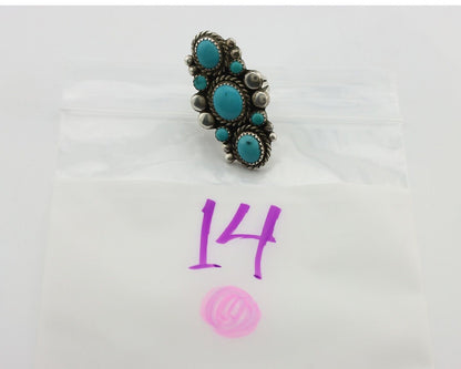 Navajo Ring 925 Silver Blue Turquoise Artist Signed M Charlie C.80's