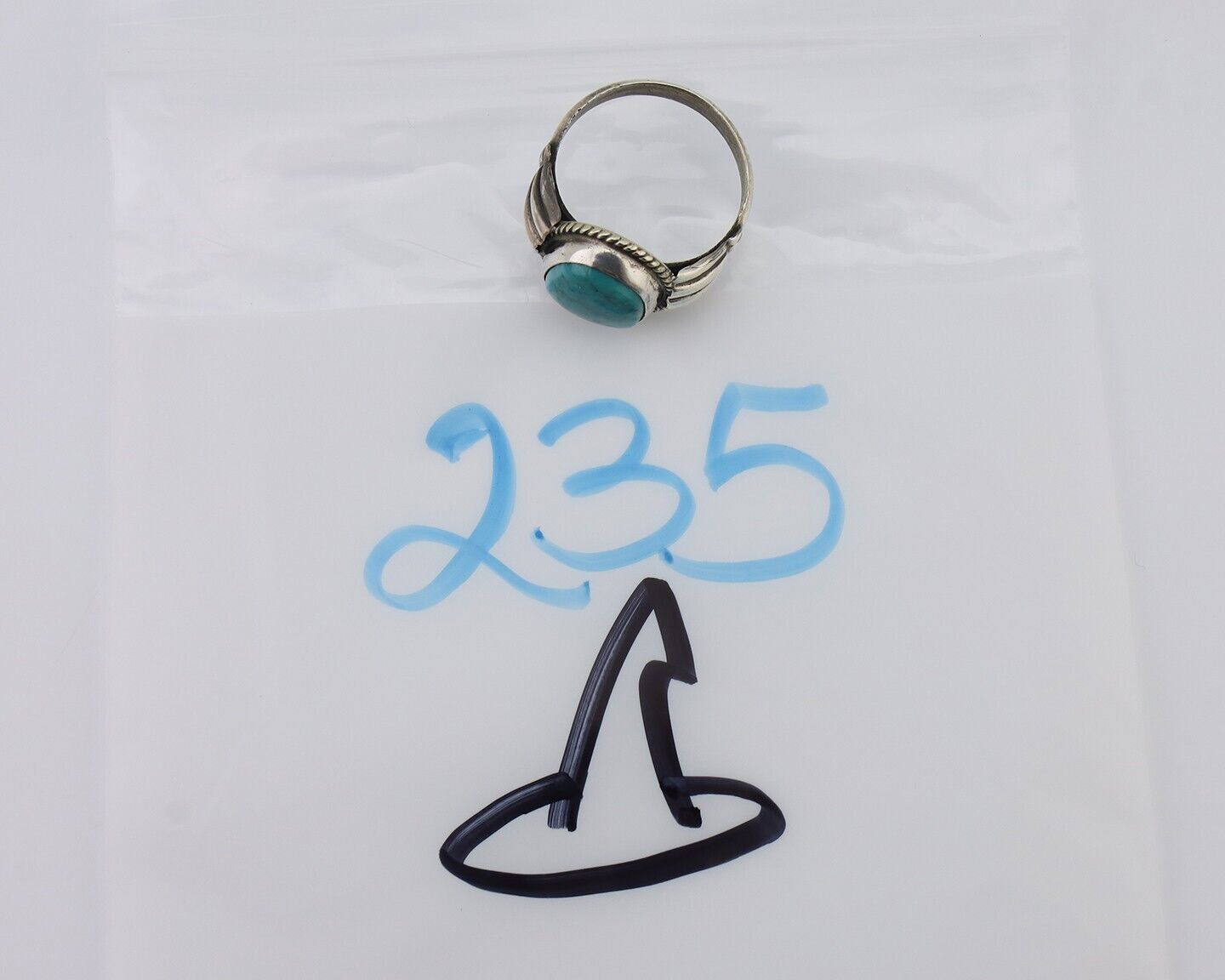 Navajo Handmade Ring 925 Silver Blue Turquoise Native American Artist C.80's