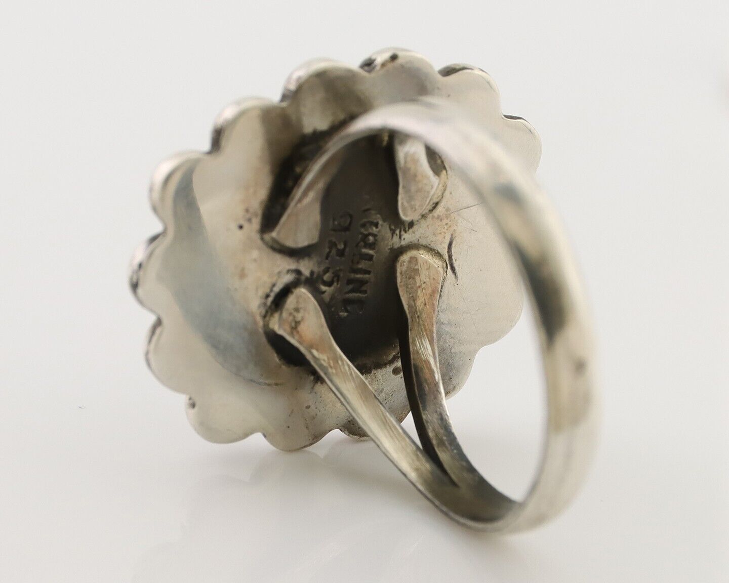 Navajo Handmade Ring 925 Silver Natural Fire Opal Native Artist Size 6.75 C.80's