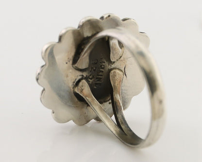 Navajo Handmade Ring 925 Silver Natural Fire Opal Native Artist Size 6.75 C.80's