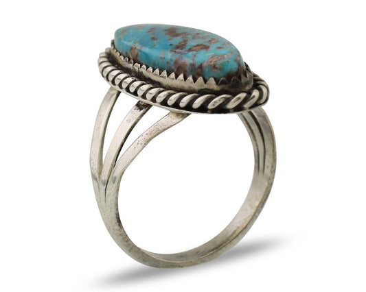 Navajo Ring 925 Silver Natural Turquoise Native American Artist C.80's