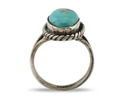 Navajo Ring 925 Silver Kingman Turquoise Native American Artist C.80's