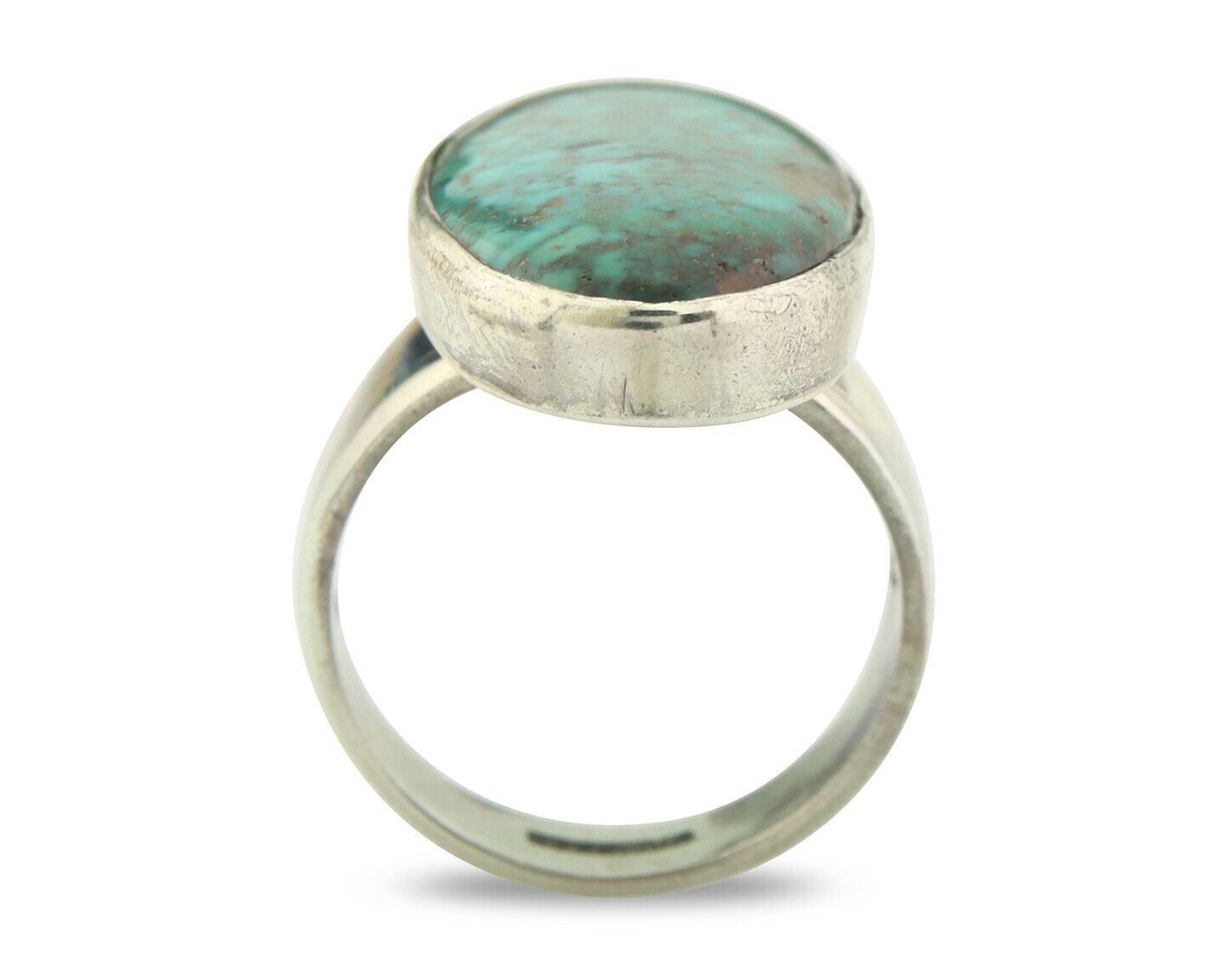 Navajo Men Ring 925 Sterling Natural Blue Turquoise Signed M Montoya C.80's