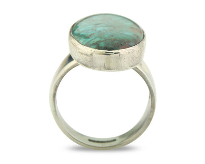 Navajo Men Ring 925 Sterling Natural Blue Turquoise Signed M Montoya C.80's