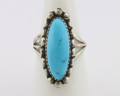 Navajo Ring .925 Silver Sleeping Beauty Turquoise Signed SkyStone Creations C80s