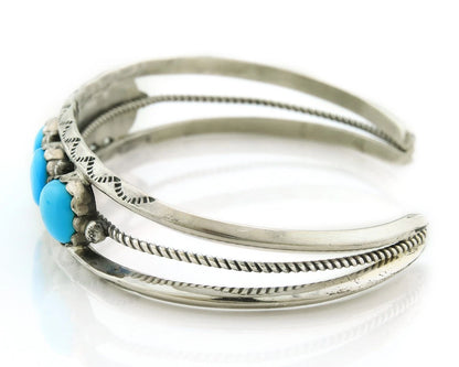 Navajo Cuff Bracelet 925 Sterling Silver Turquoise Handmade Vintage Signed R