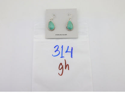 Navajo Dangle Earrings 925 Silver Natural Turquoise Artist Signed Montoya C.80's