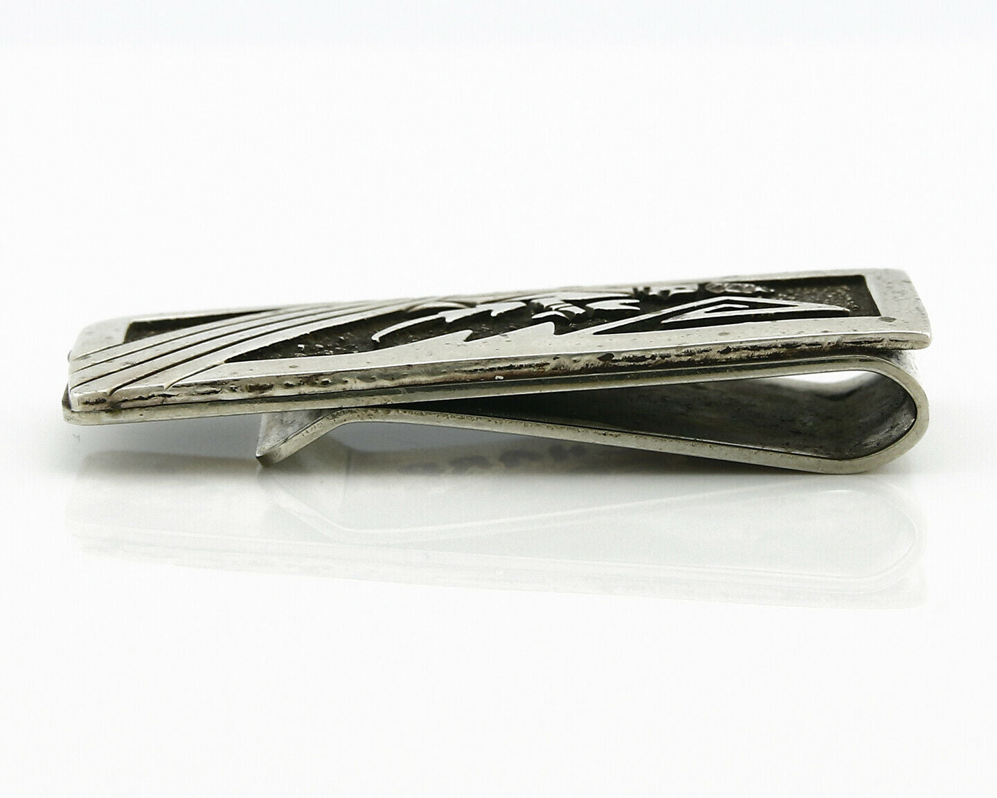 Navajo Money Clip .925 Silver & Nickle Hand Stamped Artist Richard Begay