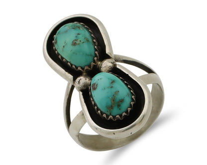 Navajo Handmade Ring 925 Silver Natural Turquoise Native American Artist C.80's
