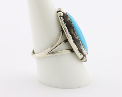 Navajo Ring .925 Silver Sleeping Beauty Turquoise Signed SkyStone Creations C80s