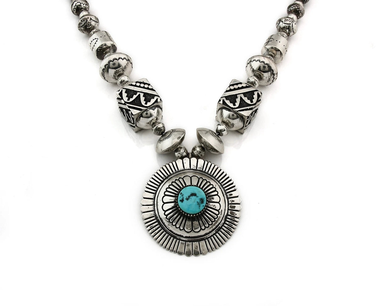 Navajo Necklace Natural Turquoise Vintage Signed Thomas Singer C.80's