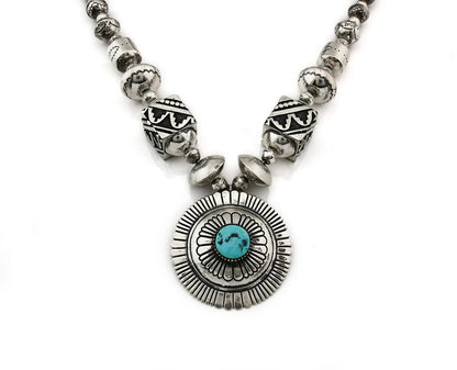 Navajo Necklace Natural Turquoise Vintage Signed Thomas Singer C.80's