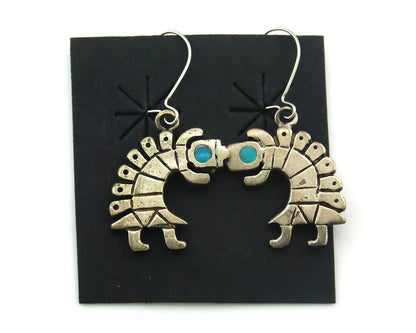 Navajo Dangle Earrings Sterling Silver Natural Turquoise Vintage Handmade
