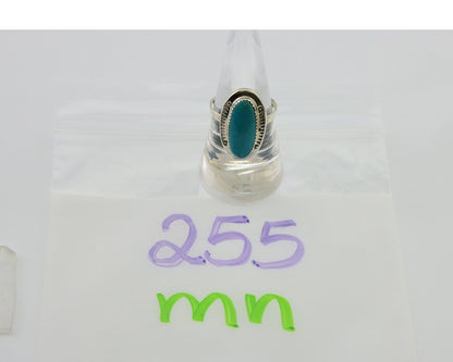 Navajo Ring 925 Silver Blue Turquoise Artist Signed CS C.80's