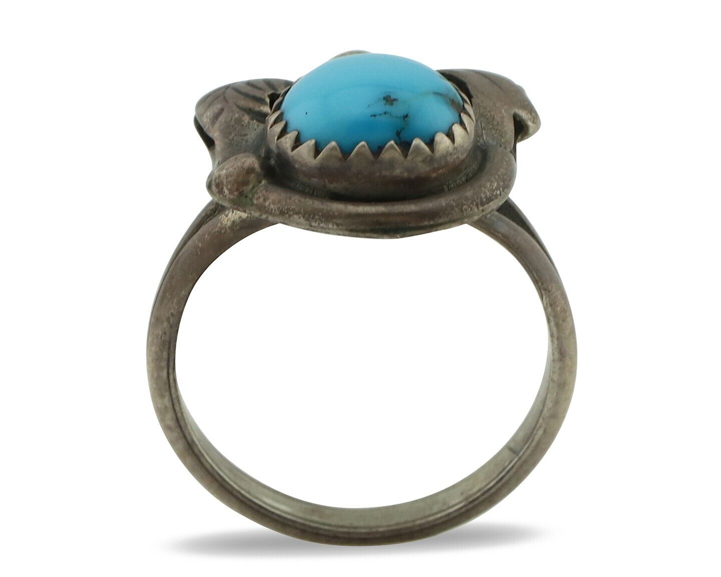 Navajo Ring .925 Silver Sleeping Beauty Turquoise Native American Artist C.80's