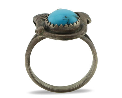 Navajo Ring .925 Silver Sleeping Beauty Turquoise Native American Artist C.80's