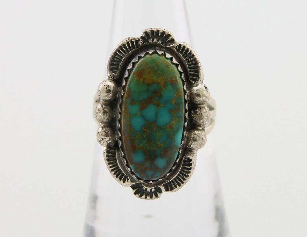 Navajo Ring 925 Silver Natural Turquoise Artist Signed Anna Begay C.80's