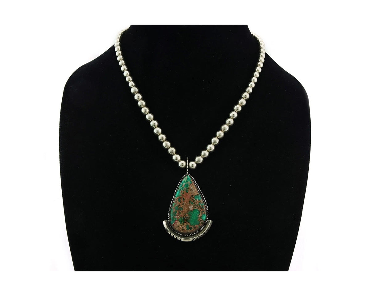 Navajo Necklace 925 Sterling Silver Turquoise Vintage 6mm 18in long C.80's
