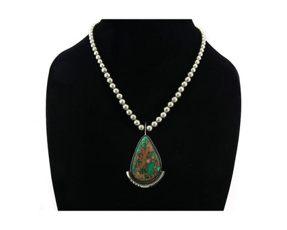 Navajo Necklace 925 Sterling Silver Turquoise Vintage 6mm 18in long C.80's