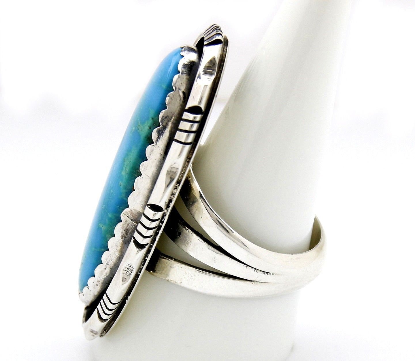 Large Navajo Museum Quality Handmade .925 Solid Silver Natural Turquoise Ring
