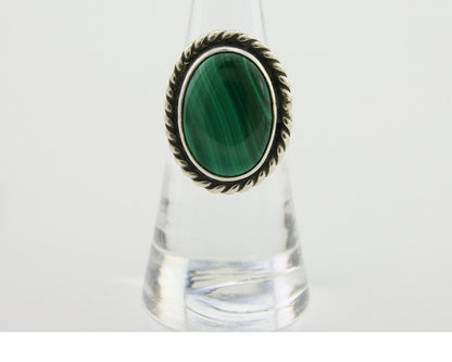 Navajo Ring 925 Silver Natural Malachite Native American Artist C.80's